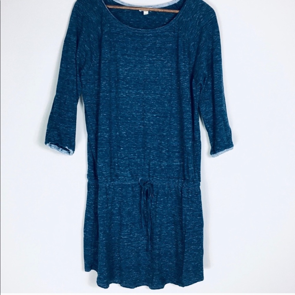 JOIE Soft Blue & Grey cinch waist Dress sz L